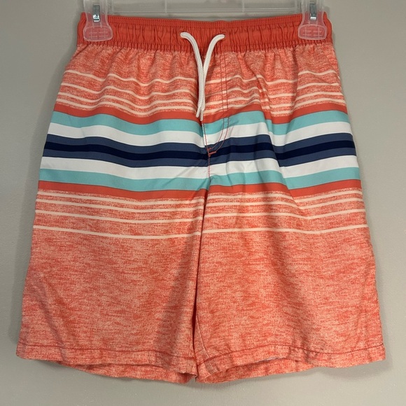 Boy’s Oshkosh B’gosh Orange Striped Swim Shorts, Size 10 - Picture 1 of 7